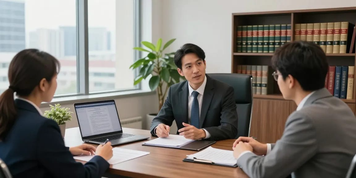 What Google did to me in a legal context: An attorney consulting with a client in a modern law office.