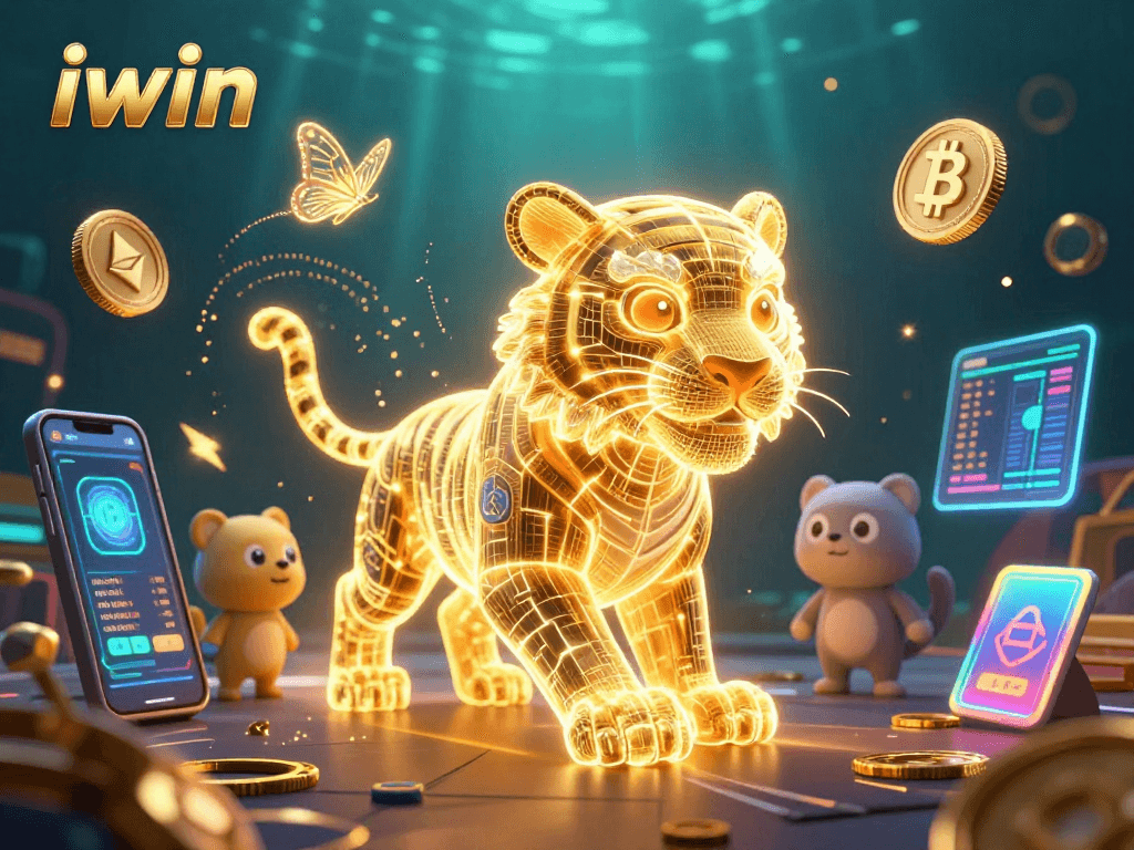 Experience thrilling gaming with iwin in a vibrant digital casino landscape of light and energy.