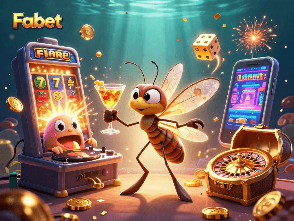 Fabet delivers a vibrant casino experience with dynamic characters in a luxury gaming environment.