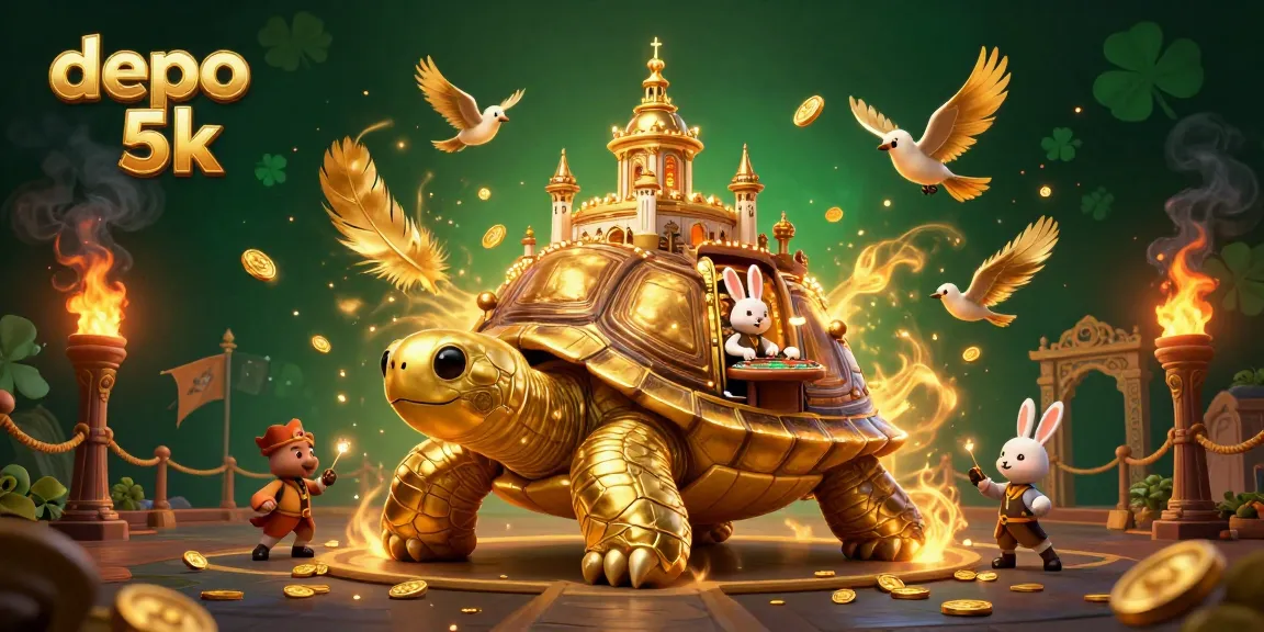 Experience thrilling gameplay with depo 5k at a lively casino scene featuring cartoon characters.