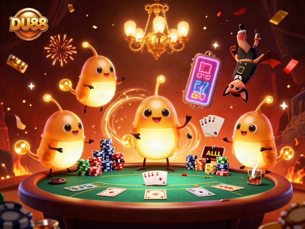Light up your DU88 gaming experience with a vibrant casino scene featuring glowworms!