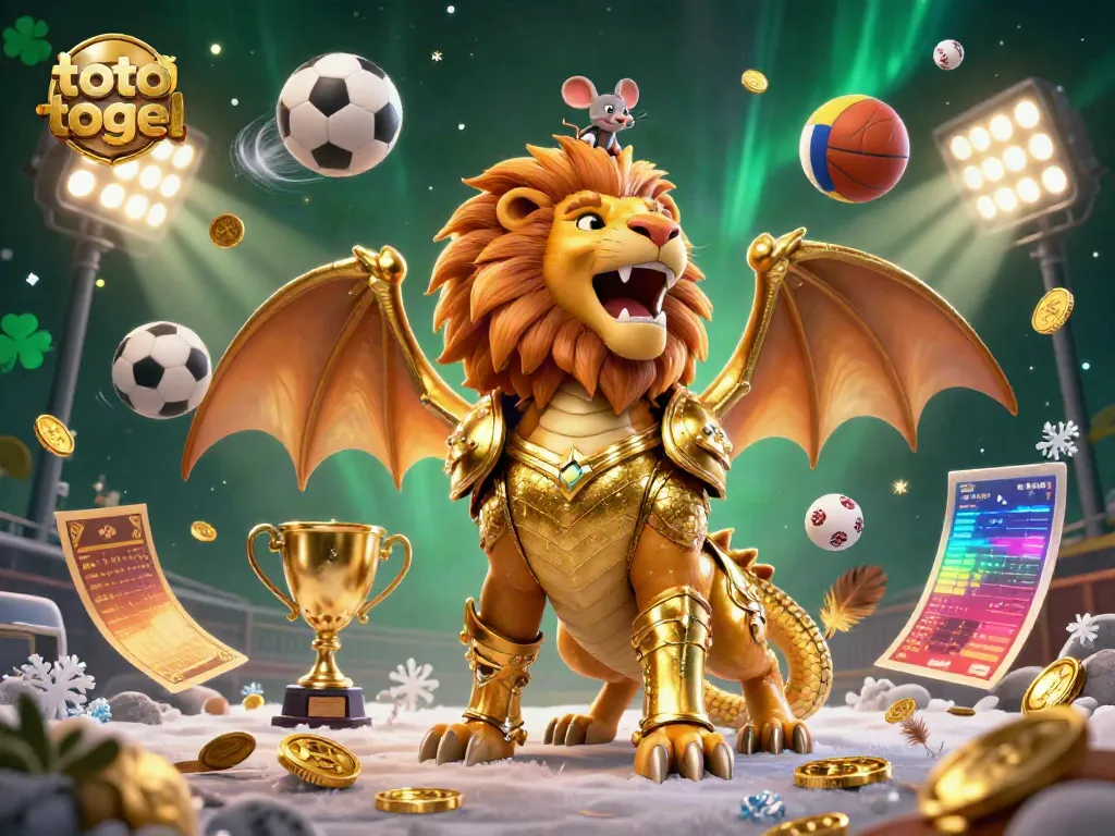 Experience thrilling betting excitement with toto togel in a dynamic sports scene featuring a golden chimera and a mouse jockey.