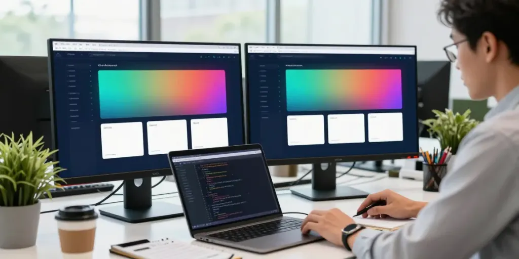 SEO specialist optimizing instant indexing processes in a modern office.