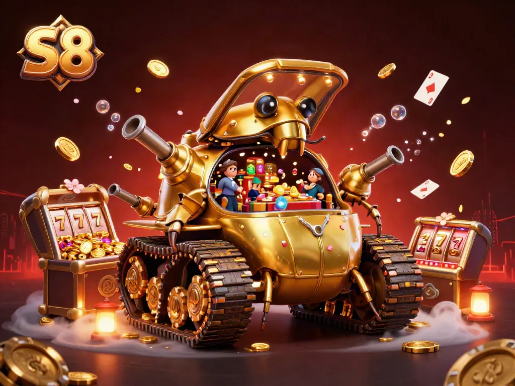 Engage in thrilling gameplay at S8, featuring a vibrant casino scene with golden elements.