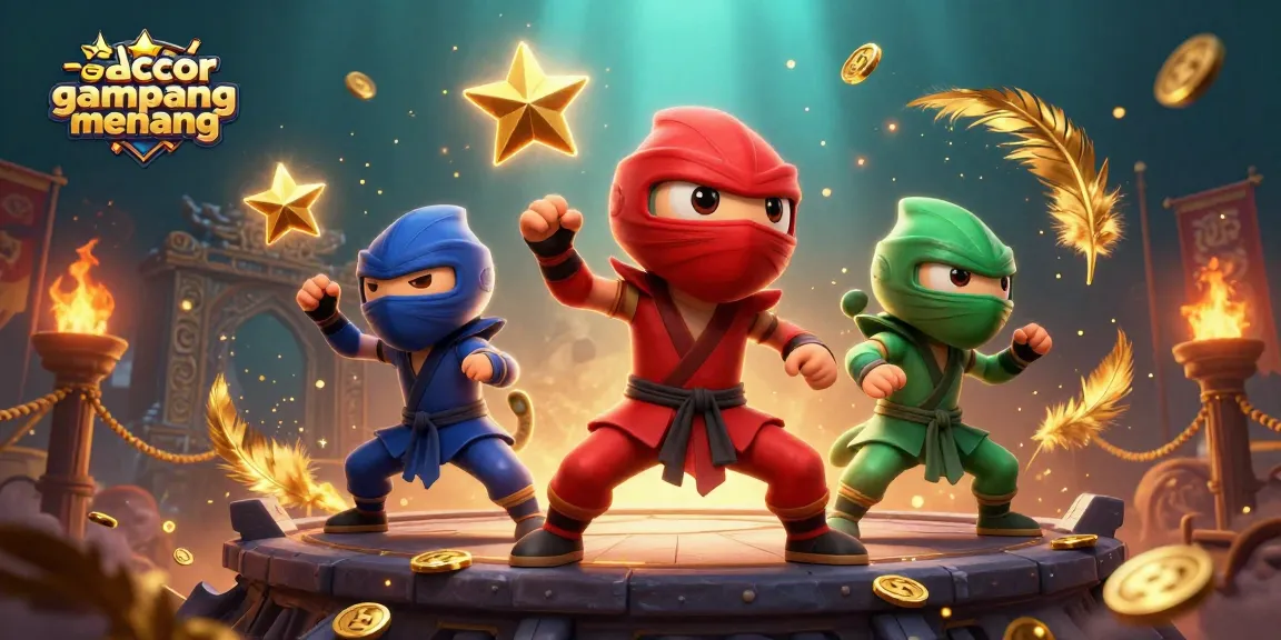 Experience thrilling action with a ninja chameleon team promoting slot gacor gampang menang in an epic casino setting.