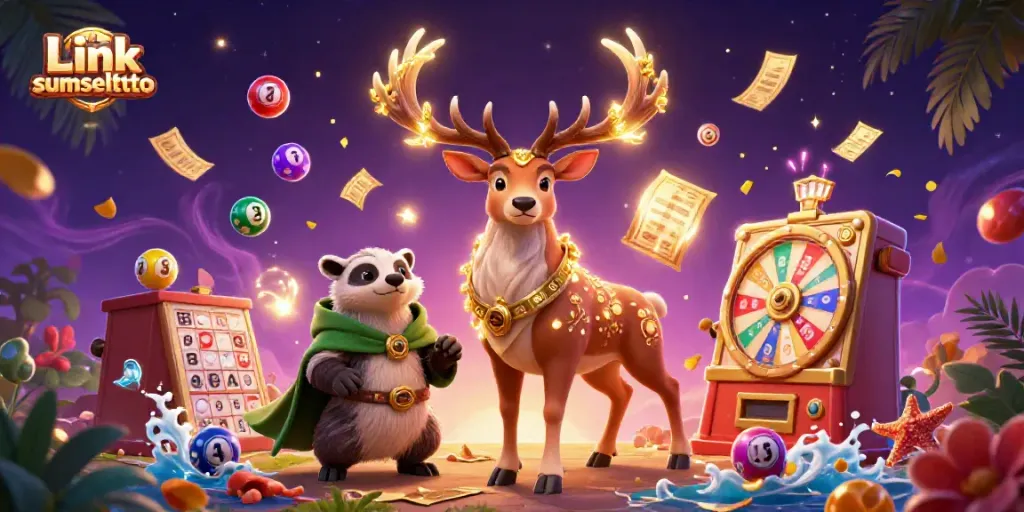 Engage with Link sumseltoto in a dynamic lottery scene featuring vibrant characters and colorful game elements.
