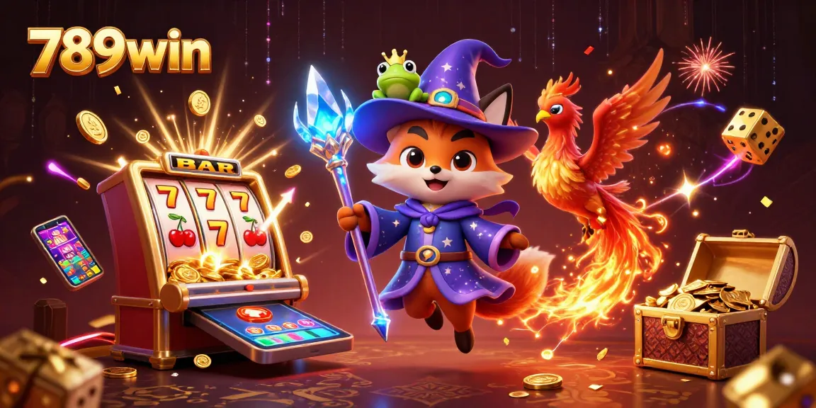 Engage with thrilling games at 789win with a vibrant casino scene illustrating slot machines and game elements.