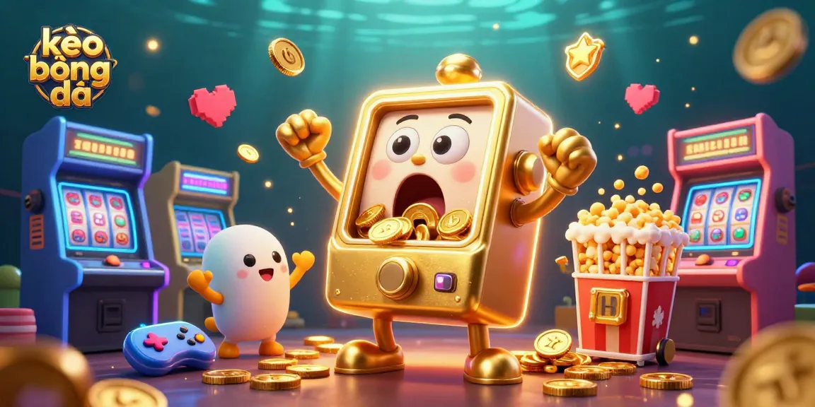 Spin kèo bóng đá and win big with dynamic colorful machines and cheerful characters in a casino scene.