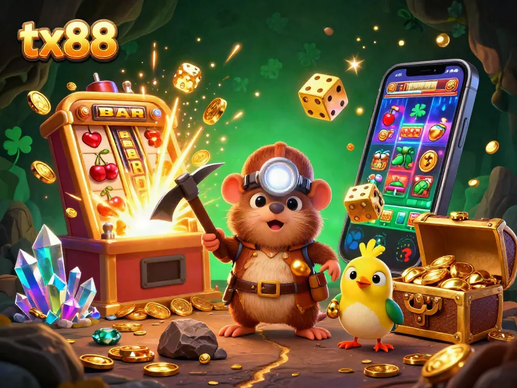 Experience thrilling adventures in tx88 with a treasure hunter mole unearthing riches in a vibrant casino.