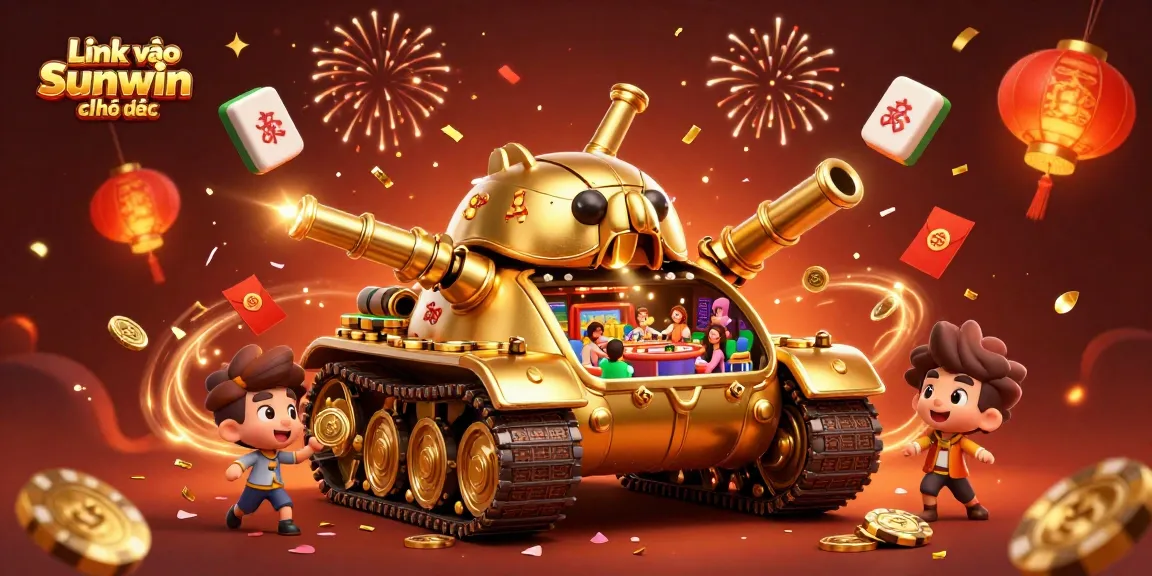 Experience the excitement of Link vào Sunwin chính thức with a vibrant illustration featuring a miniature casino within a golden beetle tank.