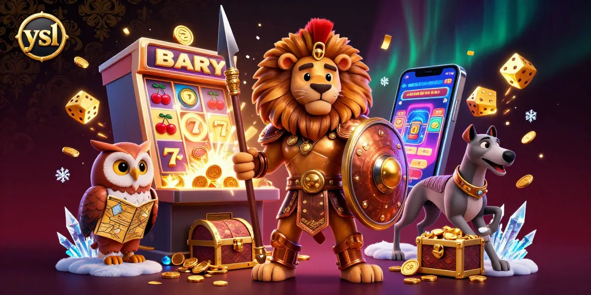 Experience the thrill of ysl gaming with a vibrant casino illustration featuring lions, owls, and greyhounds.