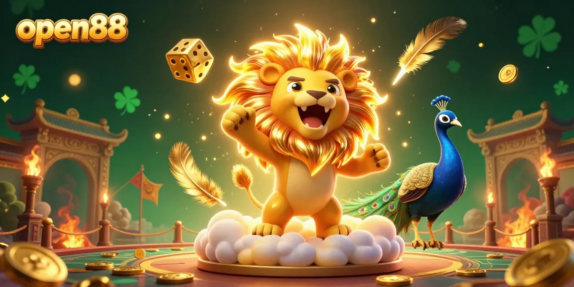 Experience the thrill of open88 with vibrant characters, dazzling gold coins, and excitement in a 3D casino scene.