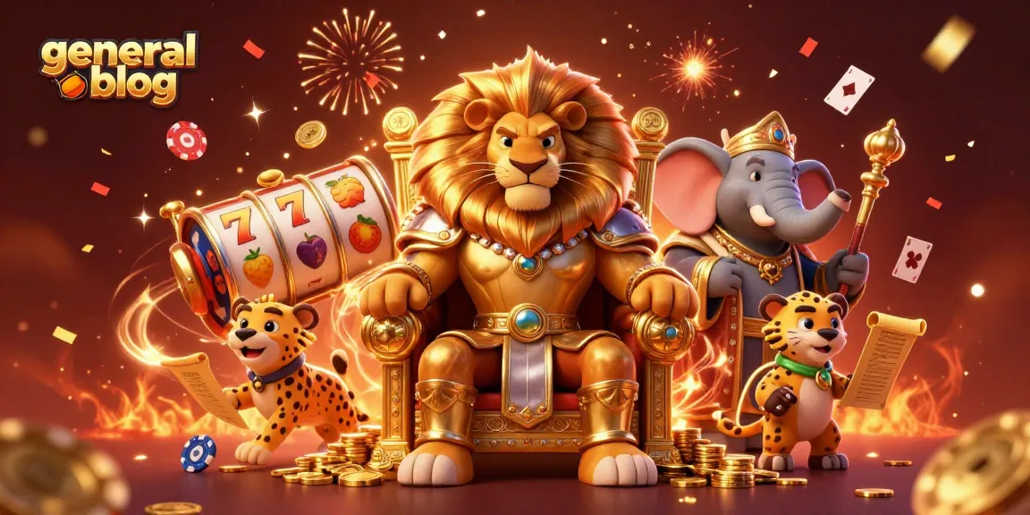Engage with the general blog through gambling insights featuring vibrant casino characters amid spinning slots.