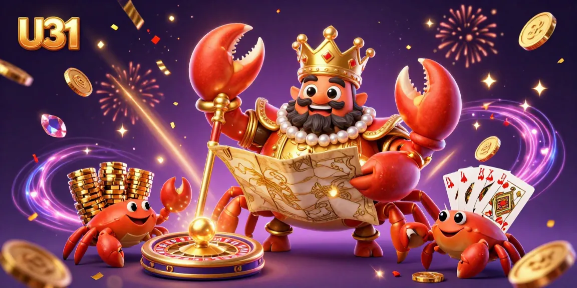 Experience thrilling gameplay at U31 with a vibrant scene featuring a golden crab emperor and symbols of fortune.
